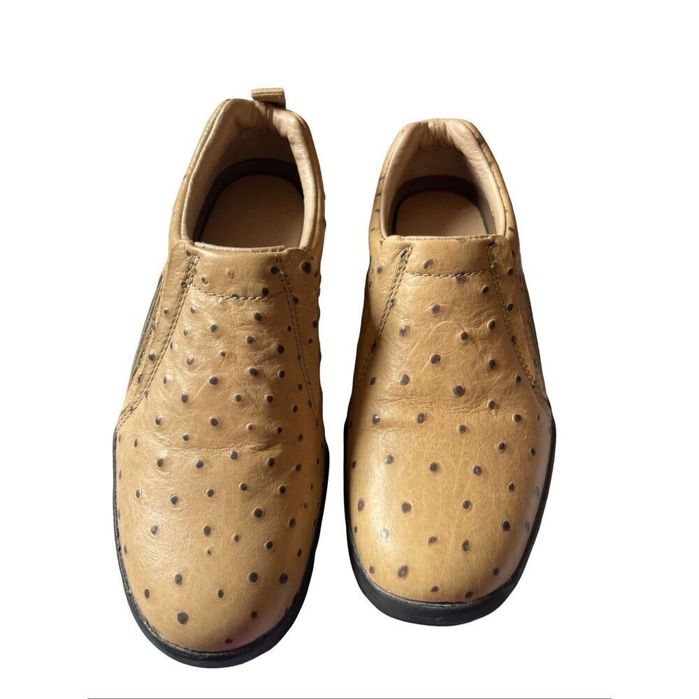 Roper Mens Tan Performance Slip-On Ostrich Print Casual Shoes Size 5.5